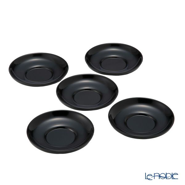 井助 茶托 だるま 黒 5枚セット 直径12×高さ2cm 12-05804