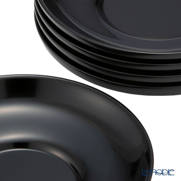 井助 茶托 だるま 黒 5枚セット 直径12×高さ2cm 12-05804