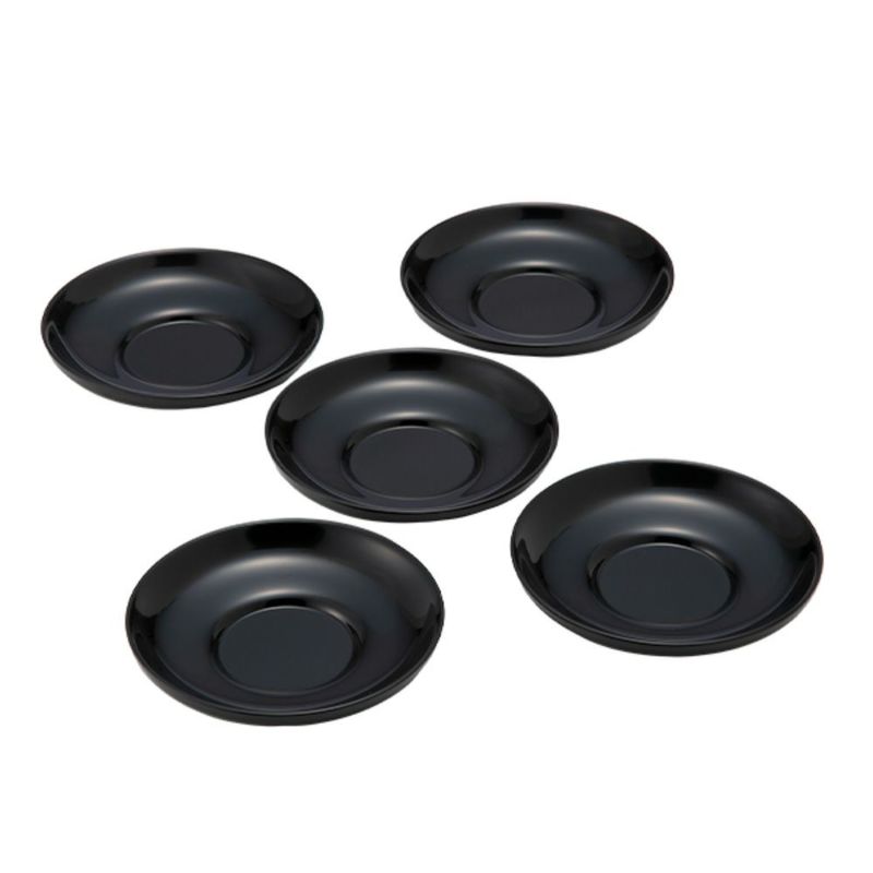 井助 茶托 だるま 黒 5枚セット 直径12×高さ2cm 12-05804