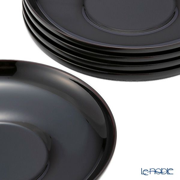 井助 茶托 だるま 溜 5枚セット 直径12×高さ2cm 12-05905