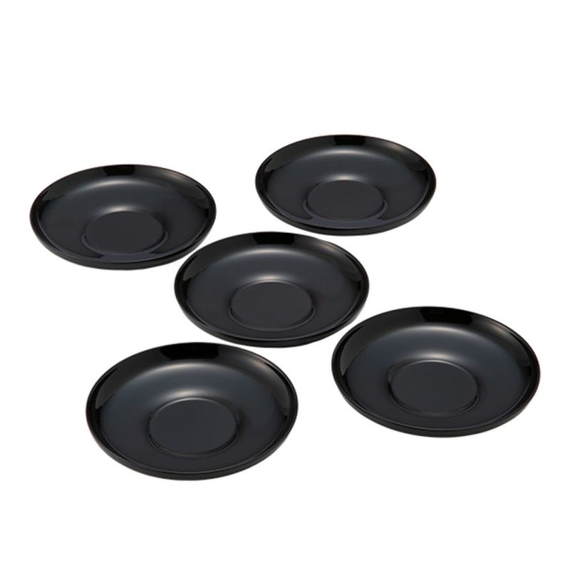 井助 茶托 だるま 溜 5枚セット 直径12×高さ2cm 12-05905