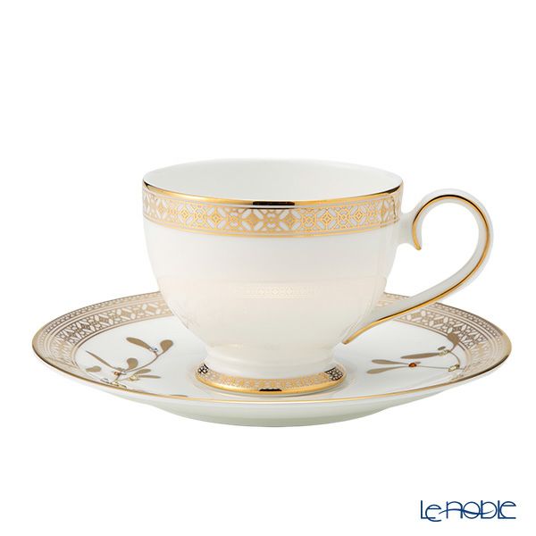 プラウナ ジュエリー スワロフスキーエレメント ゴールデンリーブス ティーカップ＆ソーサー 200ml