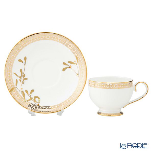 プラウナ ジュエリー スワロフスキーエレメント ゴールデンリーブス ティーカップ＆ソーサー 200ml