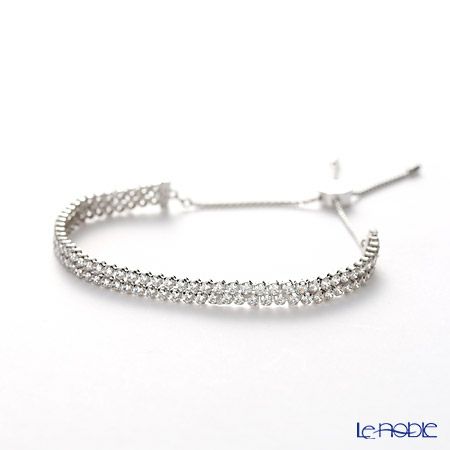 スワロフスキー ブレスレット Matrix Tennis テニス ラウンド 2連 ホワイト／ロジウム SW5221397