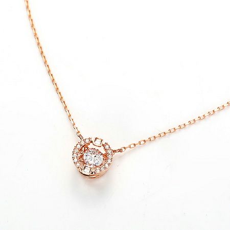 スワロフスキー ネックレス Una ラウンド ホワイト／ローズゴールド SW5272364