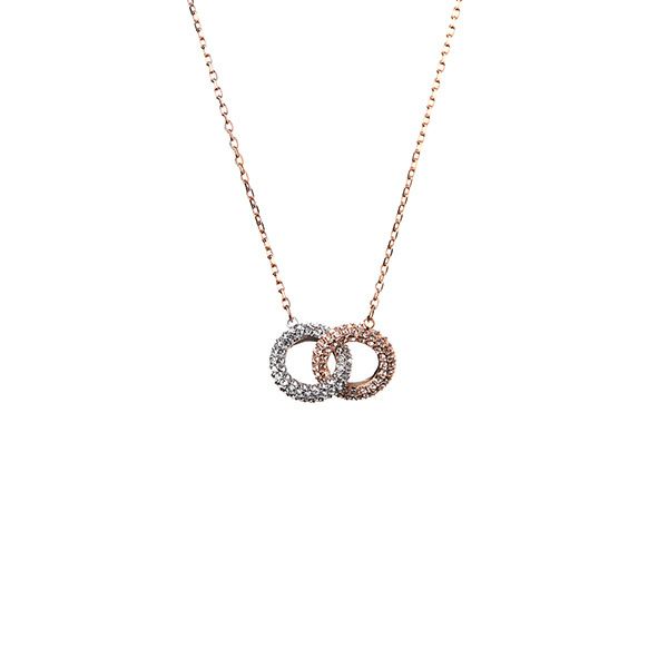 スワロフスキー ネックレス Dextera インターロッキングサークル ホワイト／ローズゴールド SW5414999 18AW