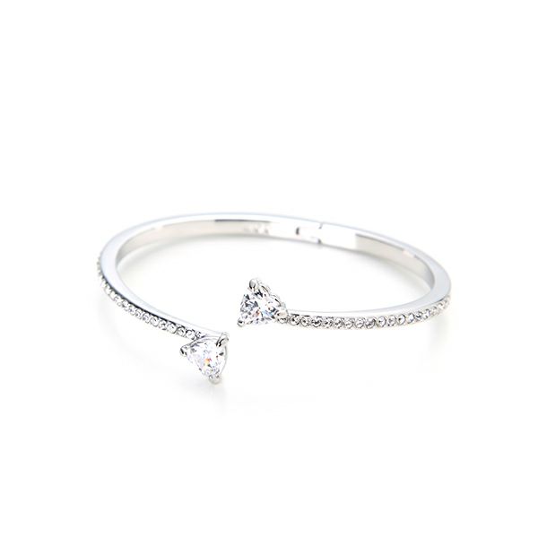 スワロフスキー バングル Mesmera ハート ホワイト／ロジウム Mサイズ