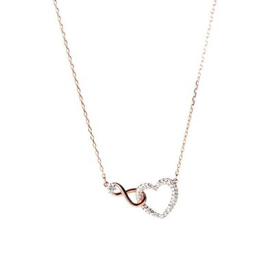 スワロフスキー ネックレスス Una クローバー ピンク／ローズゴールド