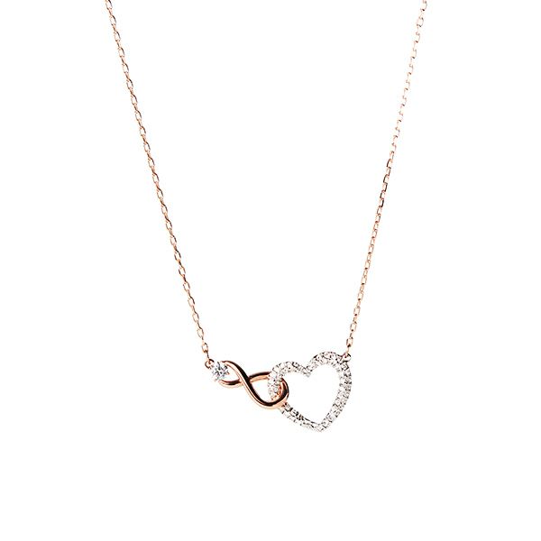 スワロフスキー ネックレス Hyperbola インフィニティ＆ハート ホワイト／ローズゴールド SW5518865 20SS