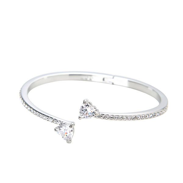 スワロフスキー バングル Mesmera Attract ハート ホワイト／ロジウム L SW5535289