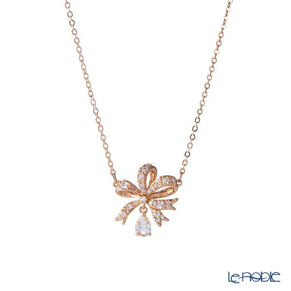 スワロフスキー ネックレス Hyperbola リボン ホワイト／ローズゴールド SW5656741 22SS