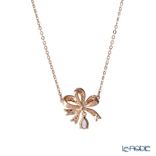 スワロフスキー ネックレス Hyperbola リボン ホワイト／ローズゴールド SW5656741 22SS