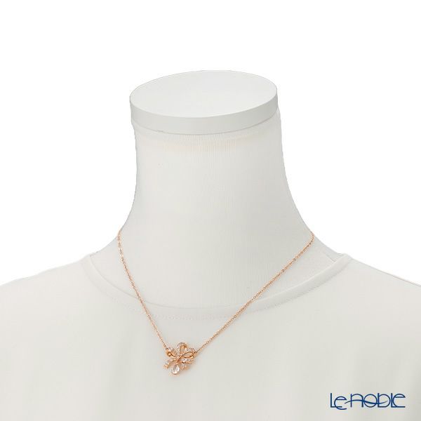 スワロフスキー ネックレス Hyperbola リボン ホワイト／ローズゴールド SW5656741 22SS