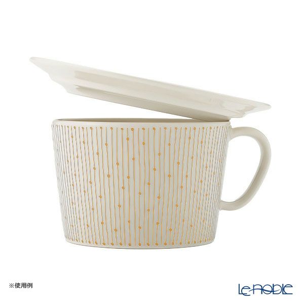 アラビア（ARABIA） マイニオ サラストゥス Mainio Sarastus ベージュ カップ400ml ＆ プレート（蓋）15cm セット