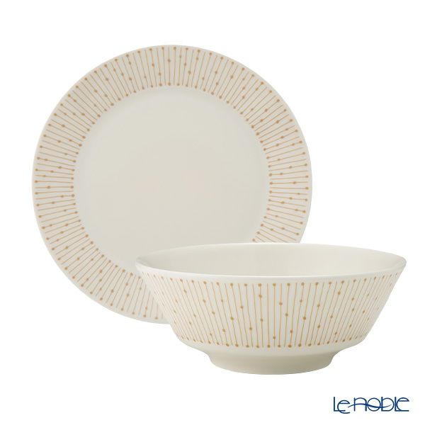 アラビア（ARABIA） マイニオ サラストゥス Mainio Sarastus ベージュ ボウル13cm ＆ プレート（蓋）15cm セット