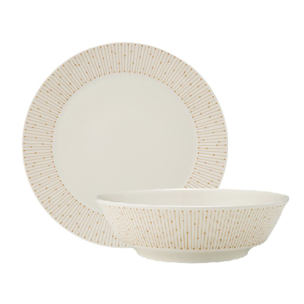 アラビア（ARABIA） マイニオ サラストゥス Mainio Sarastus ベージュ ボウル17cm ＆ プレート（蓋）19cm セット