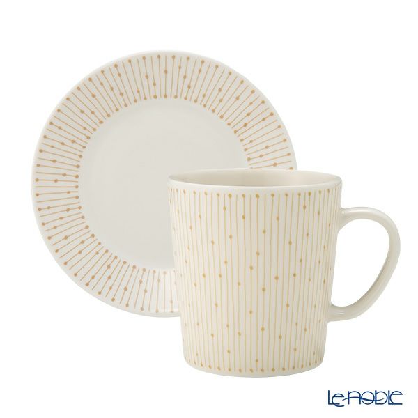 アラビア（ARABIA） マイニオ サラストゥス Mainio Sarastus ベージュ マグカップ300ml ＆ プレート（蓋）11cm セット
