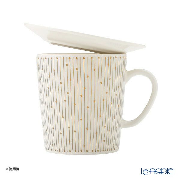 アラビア（ARABIA） マイニオ サラストゥス Mainio Sarastus ベージュ マグカップ300ml ＆ プレート（蓋）11cm セット