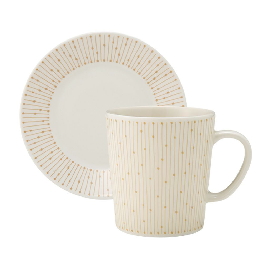 アラビア（ARABIA） マイニオ サラストゥス Mainio Sarastus ベージュ マグカップ300ml ＆ プレート（蓋）11cm セット