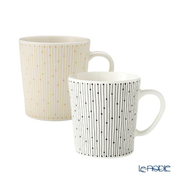 アラビア（ARABIA） マイニオ サラストゥス Mainio Sarastus ブラック＆ベージュ マグカップ 300ml ペア