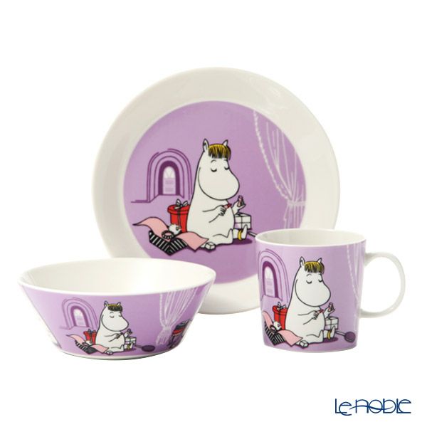 アラビア（ARABIA） ムーミン クラシック スノークのおじょうさん（SNORKMAIDEN） プレート ＆ ボウル ＆ マグ 3点セット ライラック