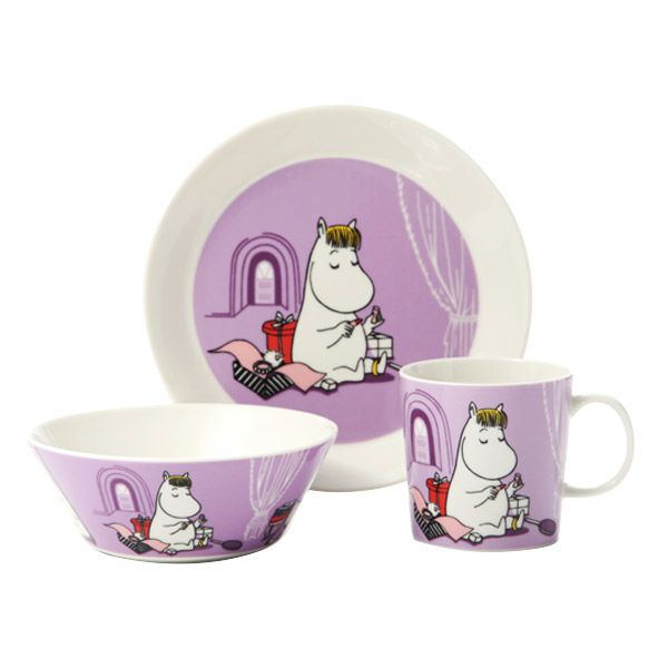 アラビア（ARABIA） ムーミン クラシック スノークのおじょうさん（SNORKMAIDEN） プレート ＆ ボウル ＆ マグ 3点セット ライラック