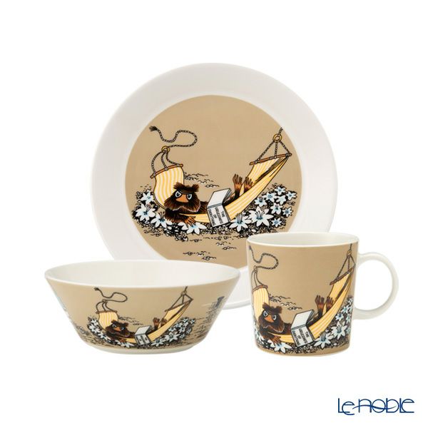 アラビア（ARABIA） ムーミン クラシック 3ピースセット じゃこうねずみ ベージュ プレート＆ボウル＆マグカップ