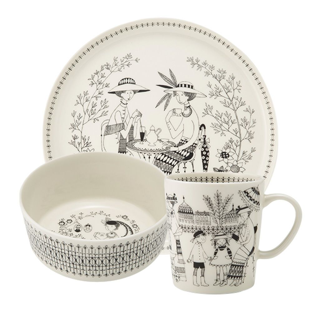 アラビア（ARABIA） エミリア マグカップ300ml＆プレート24cm＆ボウル 3点セット