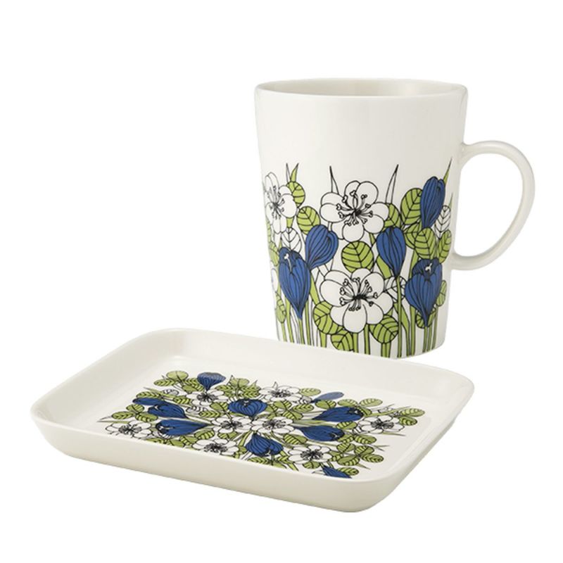 アラビア（ARABIA）クロッカス 2点セット マグカップ＆プレート グリーン