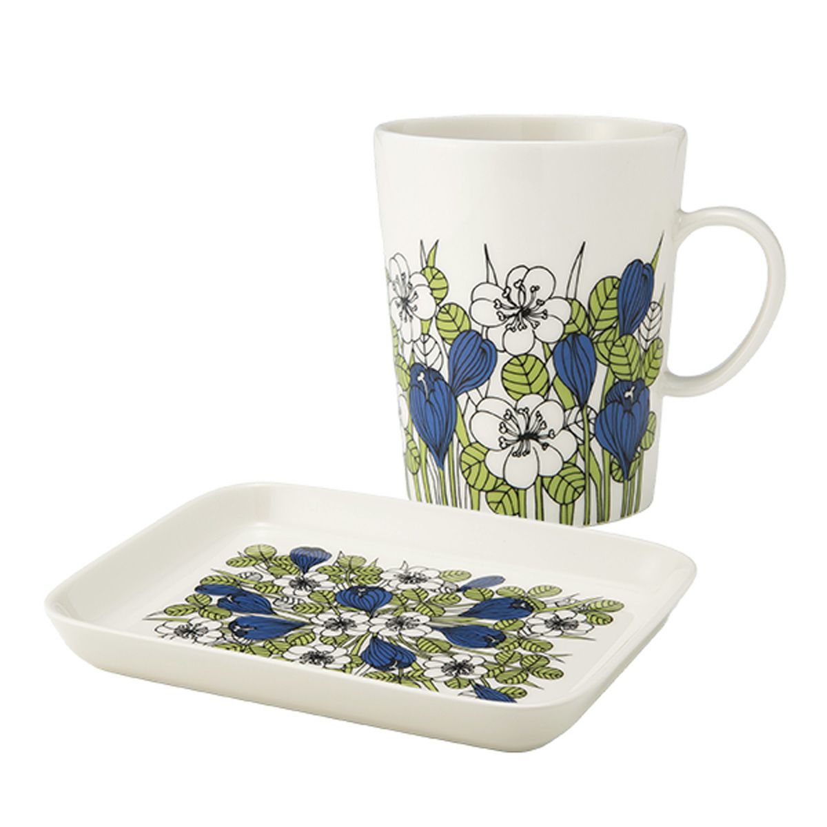 アラビア（ARABIA）クロッカス 2点セット マグカップ＆プレート グリーン