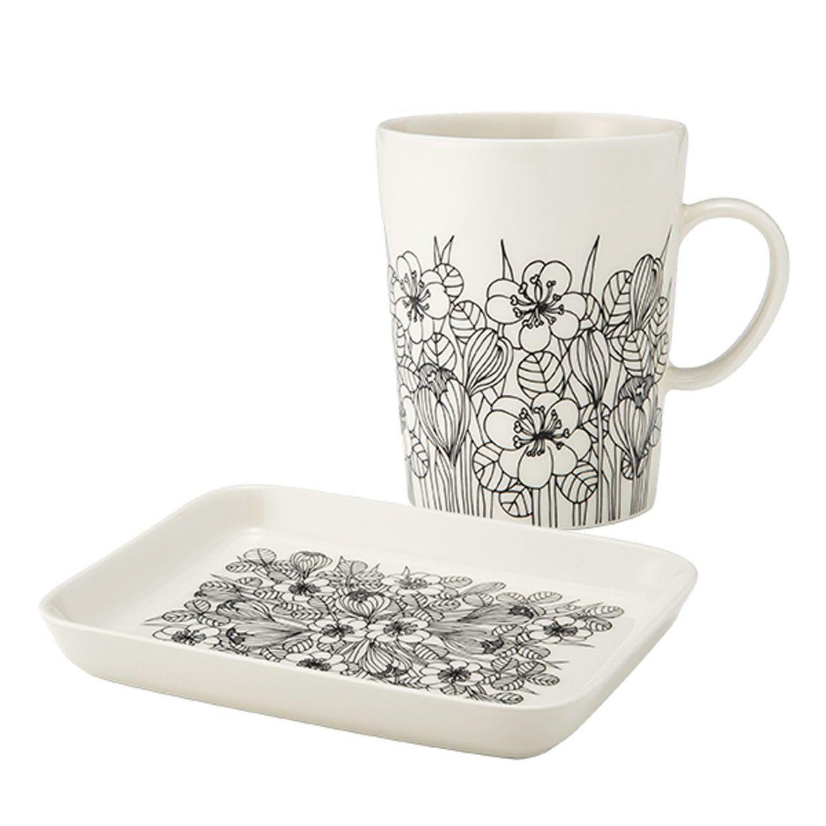 アラビア（ARABIA）クロッカス 2点セット マグカップ＆プレート ブラック