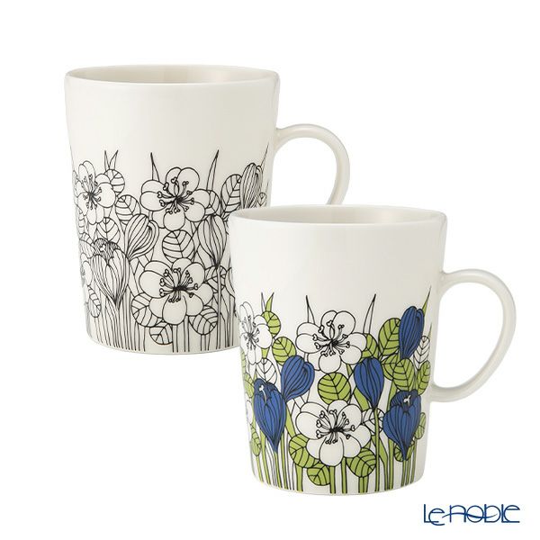 アラビア（ARABIA）クロッカス マグカップ 500ml ペア ブラック ＆ グリーン