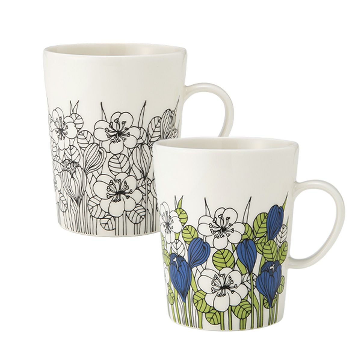 アラビア（ARABIA）クロッカス マグカップ 500ml ペア ブラック ＆ グリーン