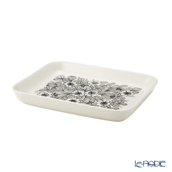 アラビア（ARABIA）クロッカス プレート 15×19cm ペア ブラック ＆ グリーン