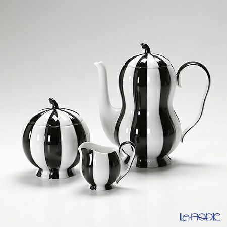 アウガルテン（AUGARTEN） メロン ブラック＆ホワイト（7027） モカポット3点セット