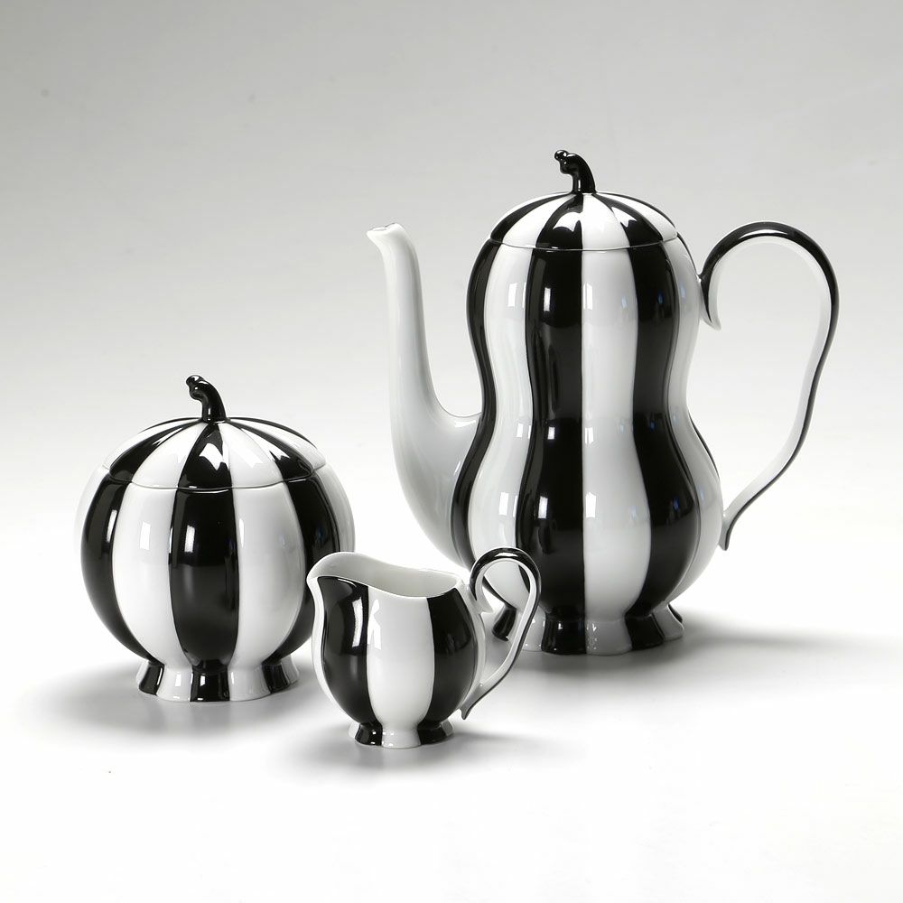 アウガルテン（AUGARTEN） メロン ブラック＆ホワイト（7027） モカポット3点セット