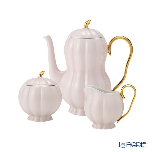 アウガルテン（AUGARTEN） メロン ライトピンク＆ゴールド（6925CR） ポット 3点セット モカ