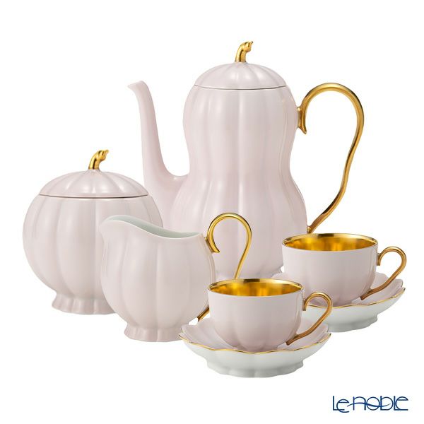 アウガルテン（AUGARTEN） メロン ライトピンク＆ゴールド（6925CR） 2人用 モカ5点セット