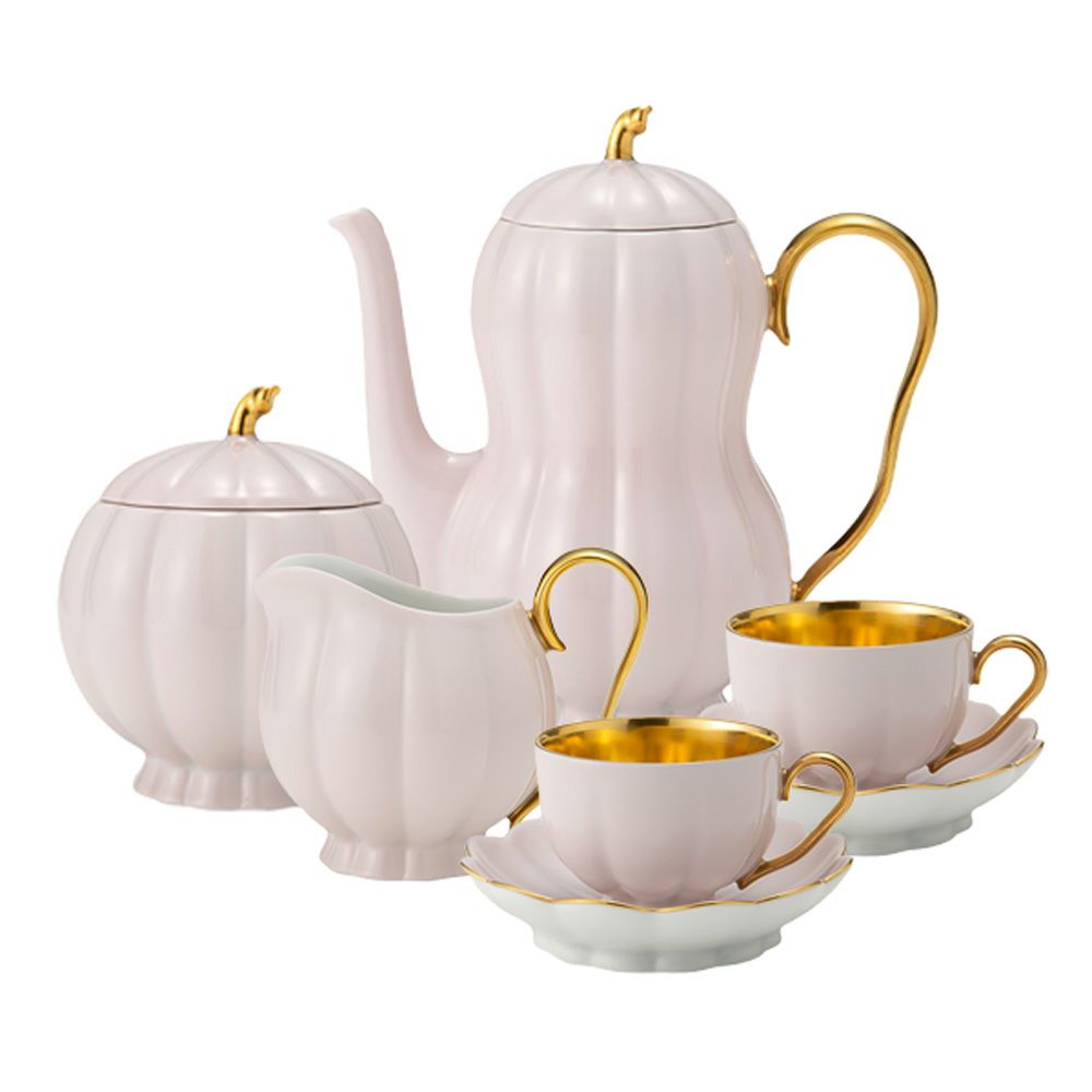 アウガルテン（AUGARTEN） メロン ライトピンク＆ゴールド（6925CR） 2人用 モカ5点セット