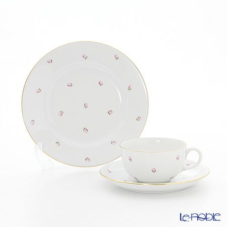 アウガルテン（AUGARTEN） スキャタードローズ（5009） トリオセット（001シューベルトシェイプ）