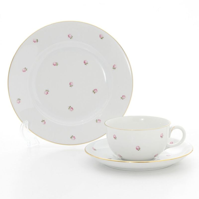 アウガルテン（AUGARTEN） スキャタードローズ（5009） トリオセット（001シューベルトシェイプ）