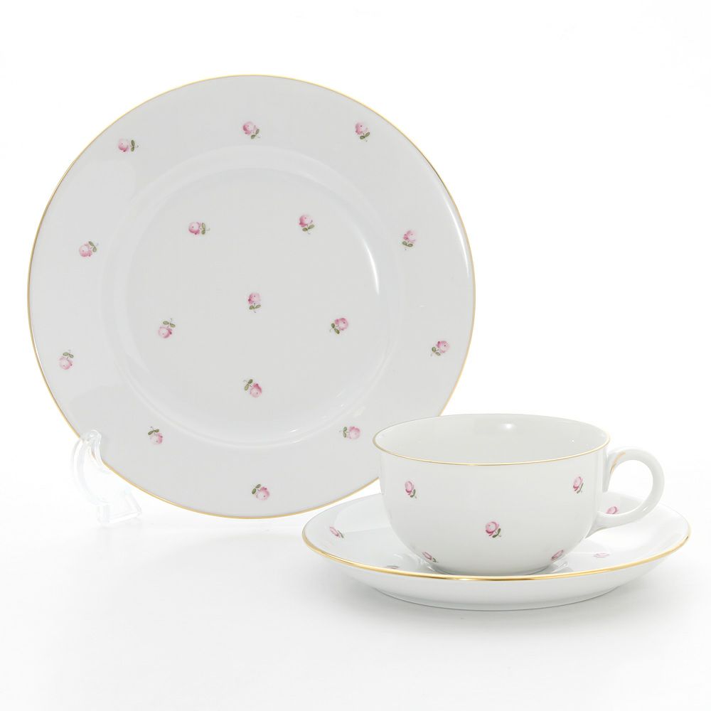 アウガルテン（AUGARTEN） スキャタードローズ（5009） トリオセット（001シューベルトシェイプ）