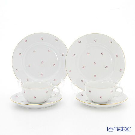 アウガルテン（AUGARTEN） スキャタードローズ（5009） トリオセット ペア（001シューベルトシェイプ）