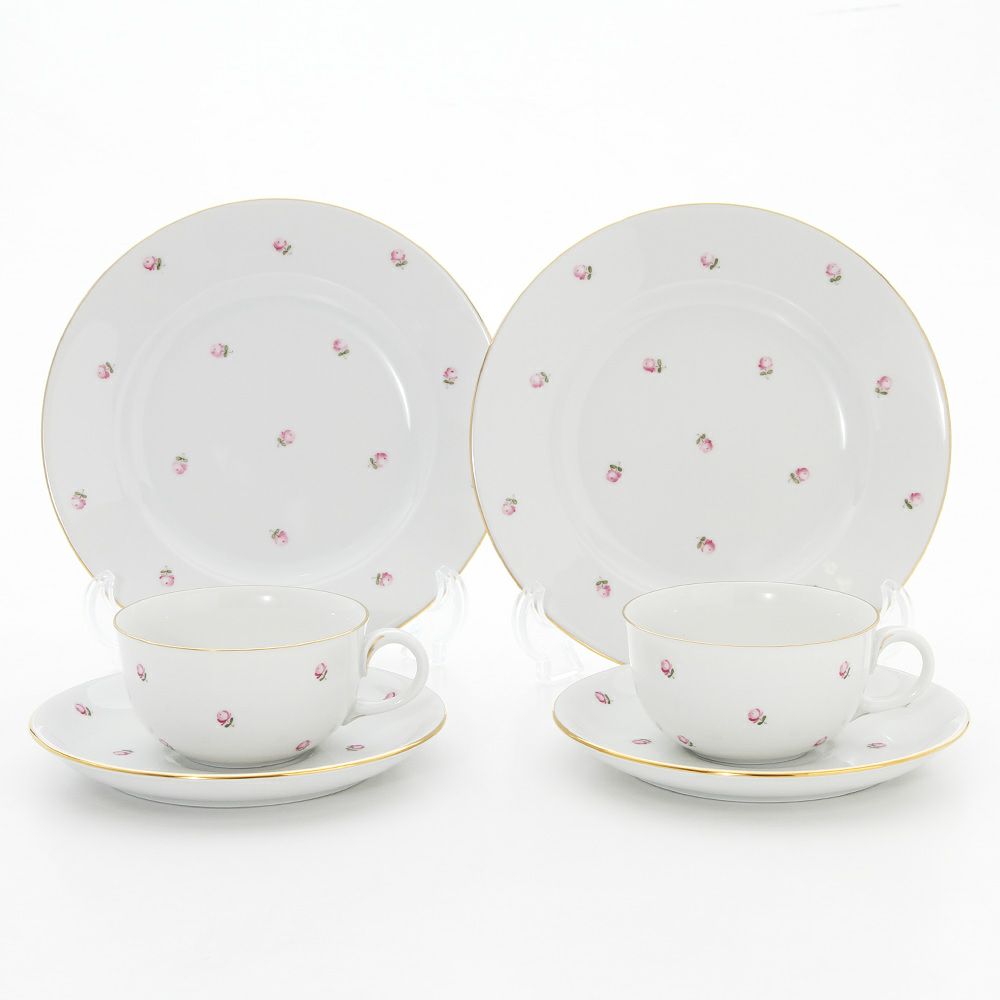 アウガルテン（AUGARTEN） スキャタードローズ（5009） トリオセット ペア（001シューベルトシェイプ）