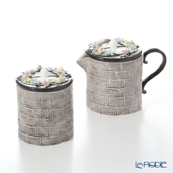 エインズレイ イギリスの家ティーポット チャリスの井戸 クリーマー 150ml＆シュガー 150ml セット