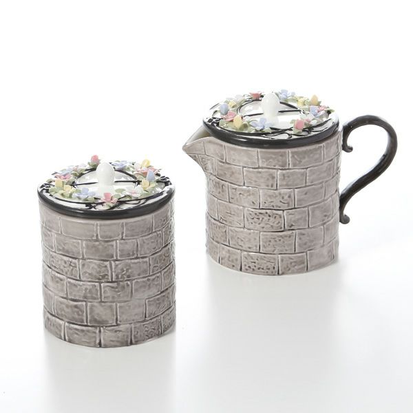 エインズレイ イギリスの家ティーポット チャリスの井戸 クリーマー 150ml＆シュガー 150ml セット