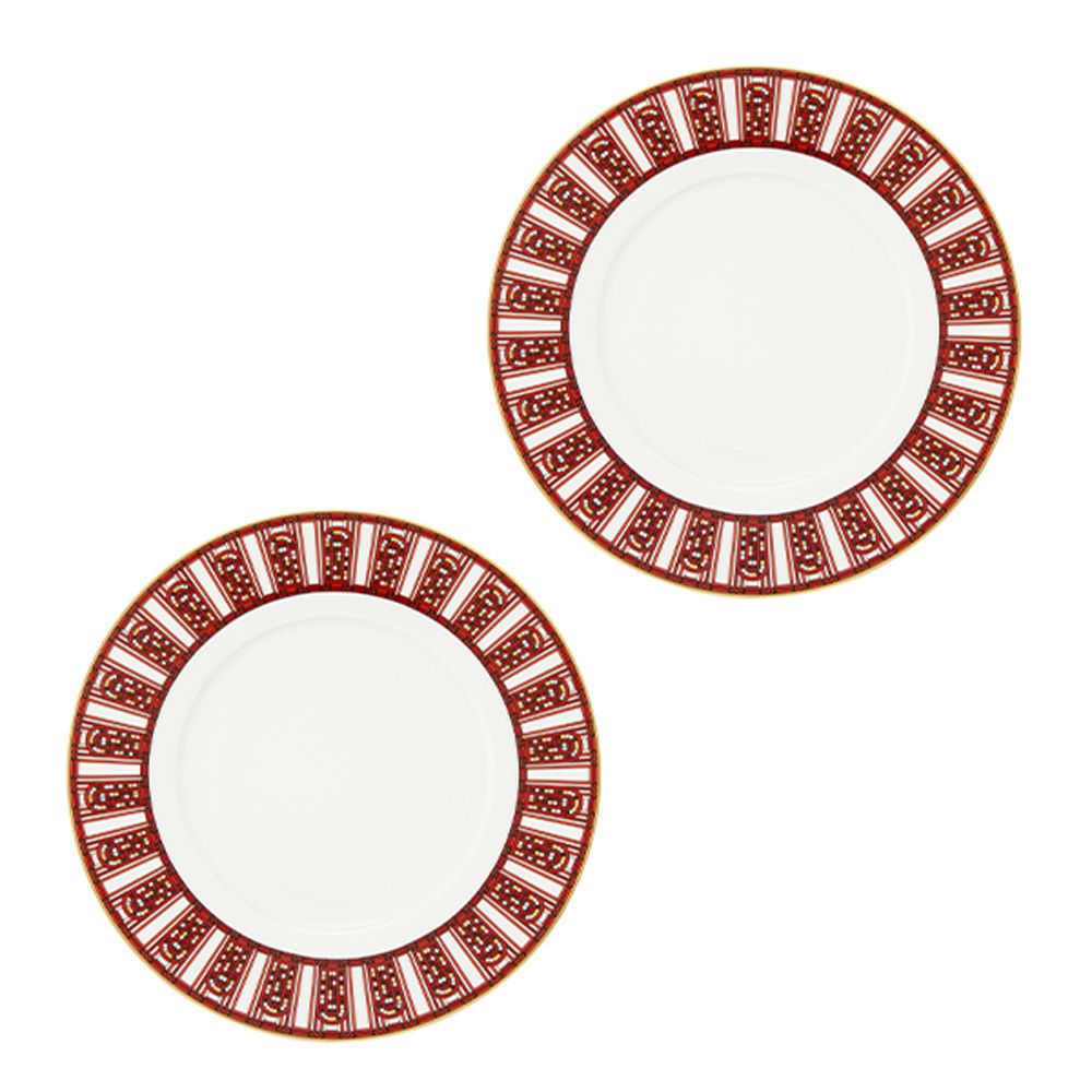 バカラ（Baccarat）ポーセリンコレクション アルカディア 2-817-036 プレート 21cm レッド ペア※磁器製※