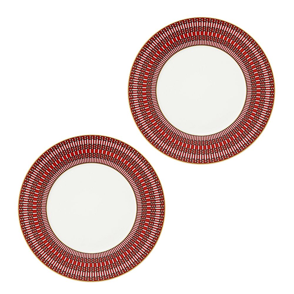 バカラ（Baccarat）ポーセリンコレクション アルカディア 2-817-037 プレート 27cm レッド ペア※磁器製※