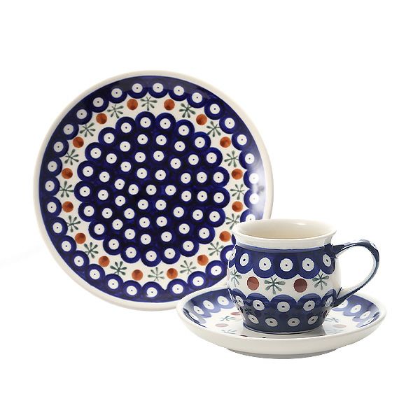 ポーリッシュポタリー（ポーランド陶器） ボレスワヴィエツ トリオセット コーヒー D-41