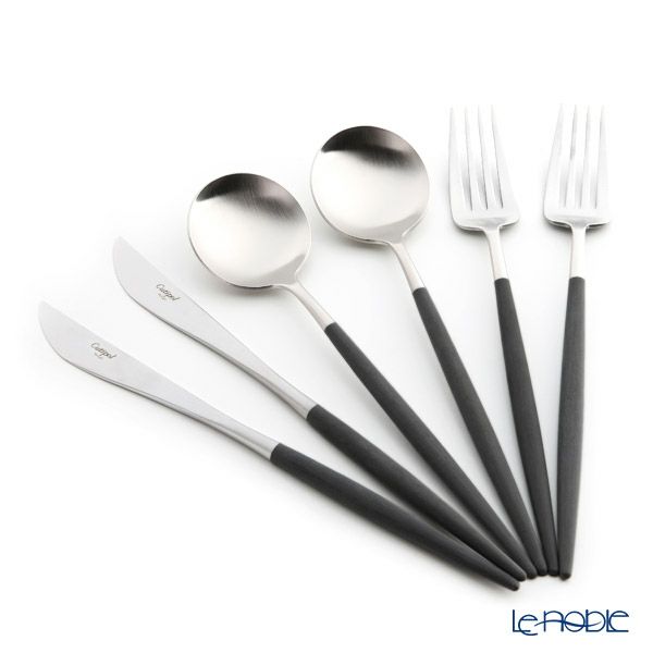 クチポール ゴア GOA ブラック／シルバー テーブル6点セット マット仕上げ 【ブランドボックス付】